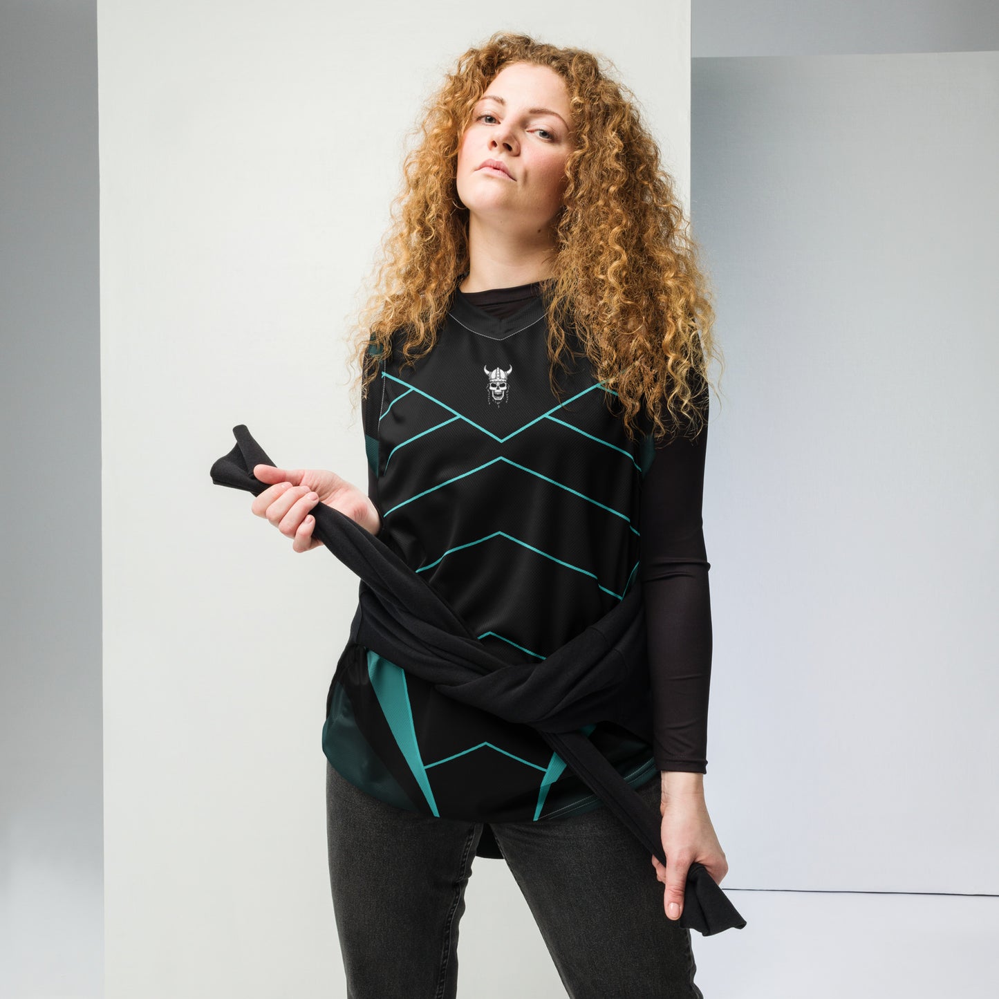 Recycled unisex skull basketball jersey