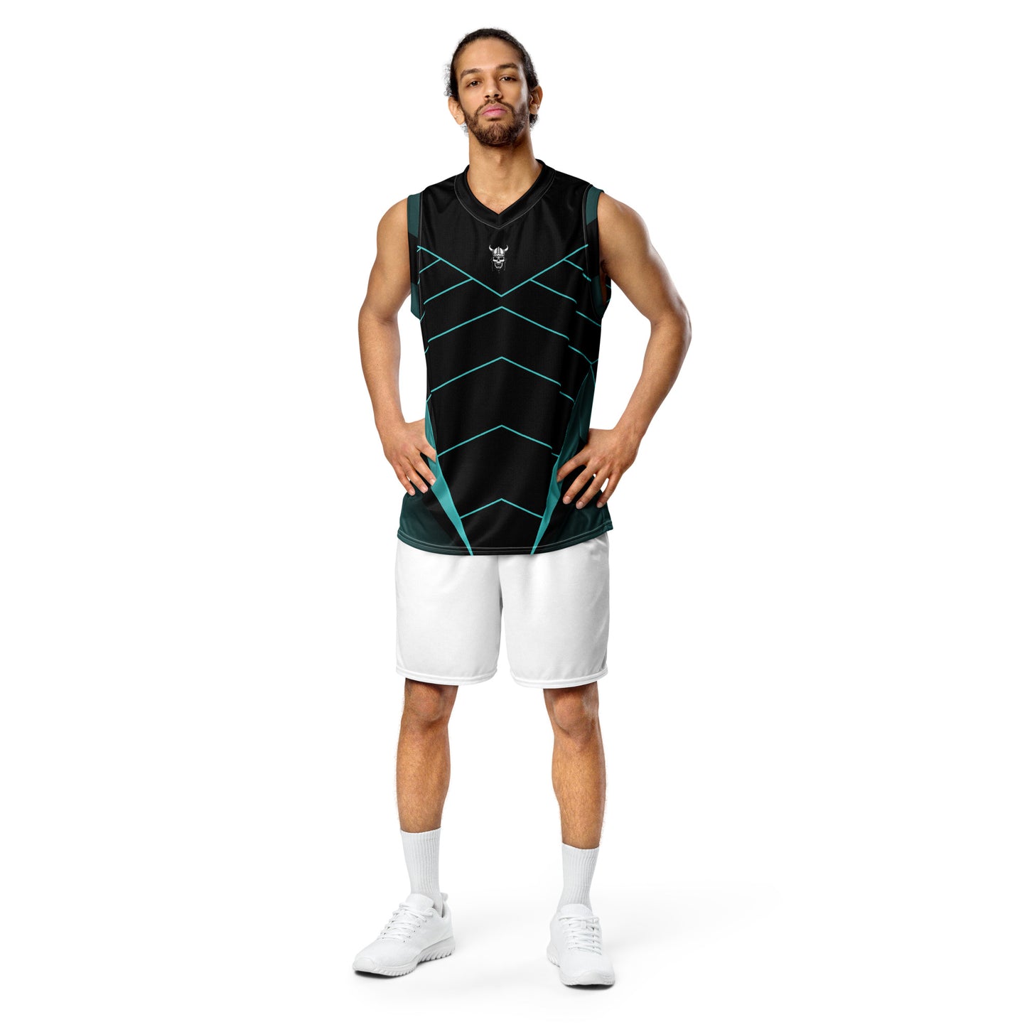 Recycled unisex skull basketball jersey