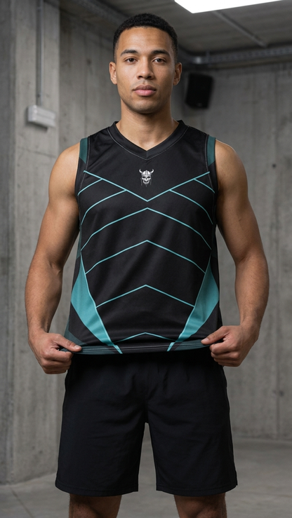 Recycled unisex skull basketball jersey, Detail 1